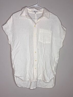 Madewell lightspun dolman sleeve button down shirt size small gauzy cream color